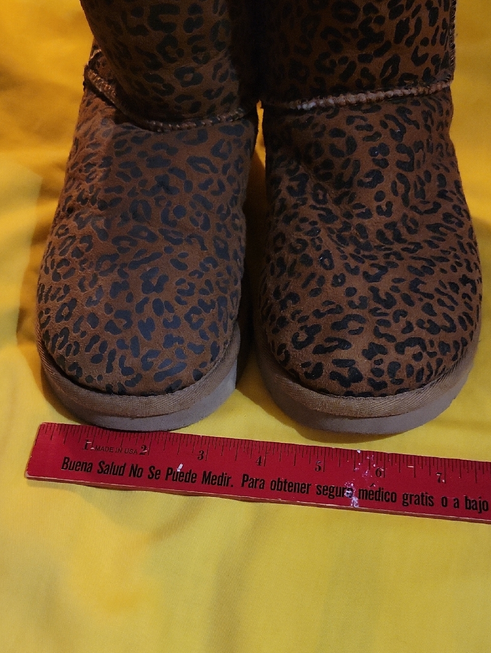 UGG Cheetah print boots w sheepskin lining, Size7 - Picture 9 of 10